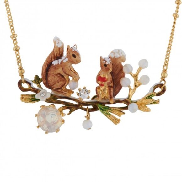 Les Nereides Squirrel Couple In Winter Forest Necklace